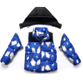 Hiver enfants 90% plume d&#39;oie manteau bleu rose enfants manteau d&#39;hiver en gros avec grand blanc imprimé